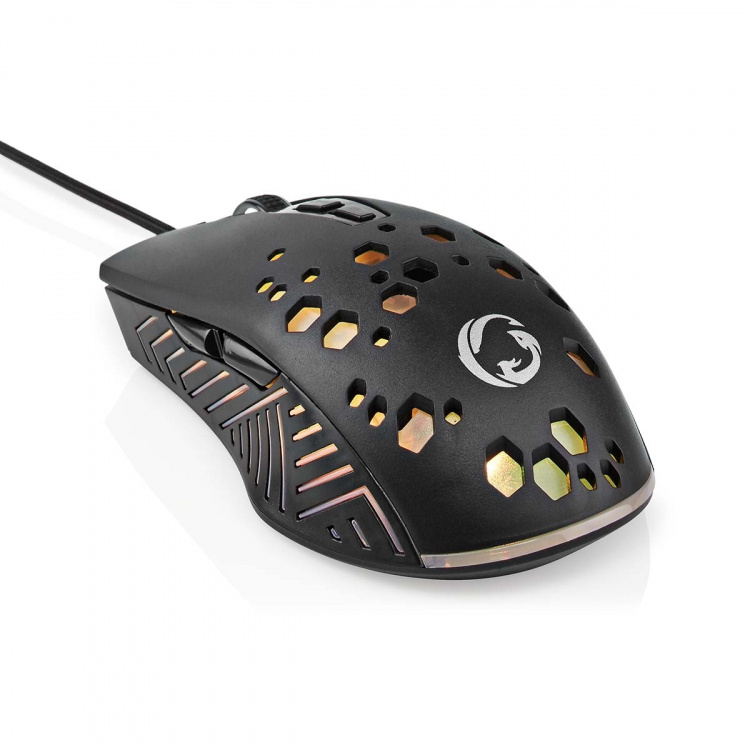 Nedis Gaming Mouse | Wired | 800 / 1200 / 2400 / 3200 / 4800 / 7200 dpi | Justerbar DPI | Antall knapper: 7 | Programmerbare knapper | Right-Handed | 1.50 m | RGB