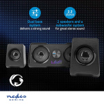 Nedis Gaming Speaker | Høyttalerkanaler: 2.2 | USB-Strøm | 3.5 mm Han | 48 W | LED | Volumkontroll Nedis Gaming Speaker | Høyttalerkanaler: 2.2 | USB-Strøm | 3.5 mm Han | 48 W | LED | Volumkontroll
