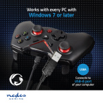 Nedis Gamepad | USB Type-A | USB-Strøm | PC | Antall knapper: 12 | Kabellengde: 1.60 m | Sort