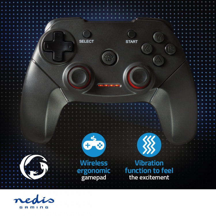 Nedis Gamepad | Wireless | Batteri drevet | PC | Antall knapper: 11 | Kabellengde: 1.00 m | Sort Nedis Gamepad | Wireless | Batteri drevet | PC | Antall knapper: 11 | Kabellengde: 1.00 m | Sort
