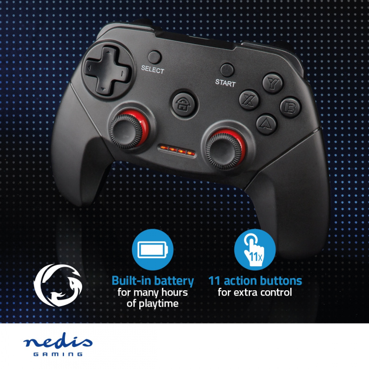 Nedis Gamepad | Wireless | Batteri drevet | PC | Antall knapper: 11 | Kabellengde: 1.00 m | Sort Nedis Gamepad | Wireless | Batteri drevet | PC | Antall knapper: 11 | Kabellengde: 1.00 m | Sort