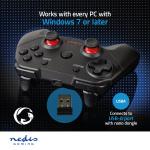Nedis Gamepad | Wireless | Batteri drevet | PC | Antall knapper: 11 | Kabellengde: 1.00 m | Sort Nedis Gamepad | Wireless | Batteri drevet | PC | Antall knapper: 11 | Kabellengde: 1.00 m | Sort