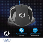 Nedis Gaming Mouse | Wired | 1200 / 2400 / 4800 / 7200 dpi | Justerbar DPI | Antall knapper: 6 | Programmerbare knapper | Right-Handed | 1.50 m | Uten Lighting Nedis Gaming Mouse | Wired | 1200 / 2400 / 4800 / 7200 dpi | Justerbar DPI | Antall knapper: 6 | Programmerbare knapper | Right-Handed | 1.50 m | Uten Lighting