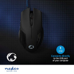 Nedis Gaming Mouse | Wired | 1200 / 2400 / 4800 / 7200 dpi | Justerbar DPI | Antall knapper: 6 | Programmerbare knapper | Right-Handed | 1.50 m | Uten Lighting Nedis Gaming Mouse | Wired | 1200 / 2400 / 4800 / 7200 dpi | Justerbar DPI | Antall knapper: 6 | Programmerbare knapper | Right-Handed | 1.50 m | Uten Lighting
