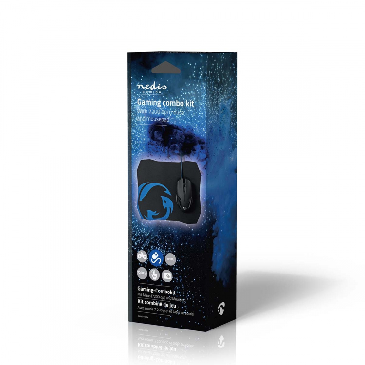 Nedis Gaming Mouse & Mouse Pad Set | Wired | 1200 / 2400 / 4800 / 7200 dpi | Justerbar DPI | Antall knapper: 6 | Right-Handed | 1.50 m | Uten Lighting Nedis Gaming Mouse & Mouse Pad Set | Wired | 1200 / 2400 / 4800 / 7200 dpi | Justerbar DPI | Antall knapper: 6 | Right-Handed | 1.50 m | Uten Lighting