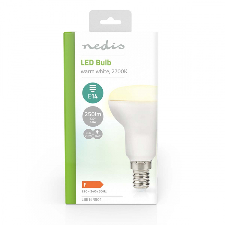 Nedis LED pære E14 | R50 | 2.8 W | 250 lm | 2700 K | Varm Hvit | Klart | 1 stk Nedis LED pære E14 | R50 | 2.8 W | 250 lm | 2700 K | Varm Hvit | Klart | 1 stk