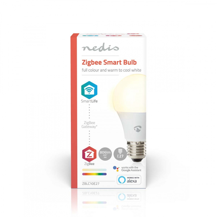 Nedis SmartLife Fullfarge LED-Pære | E27 | 806 lm | 9 W | RGB / Varm til avkjølt hvitt | 2200 - 6500 K | Android™ / IOS | pære | 1 stk