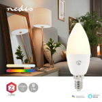 Nedis SmartLife Fullfarge LED-Pære | E14 | 470 lm | 4.90 W | RGB / Varm til avkjølt hvitt | 2200 - 6500 K | Android™ / IOS | Lyshvit | 1 stk