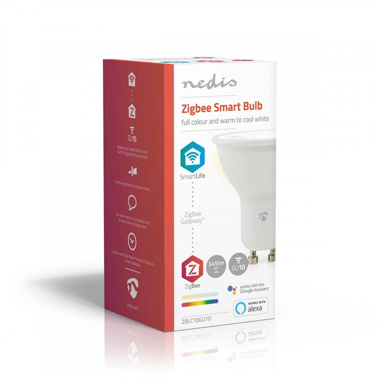 Nedis SmartLife Fullfarge LED-Pære | GU10 | 345 lm | 4.70 W | RGB / Varm til avkjølt hvitt | 2200 - 6500 K | Android™ / IOS | Spot | 1 stk Nedis SmartLife Fullfarge LED-Pære | GU10 | 345 lm | 4.70 W | RGB / Varm til avkjølt hvitt | 2200 - 6500 K | Android™ / IOS | Spot | 1 stk