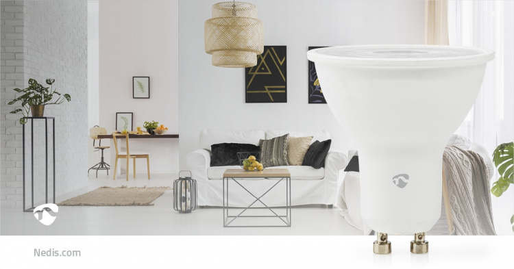 Nedis SmartLife Fullfarge LED-Pære | GU10 | 345 lm | 4.70 W | RGB / Varm til avkjølt hvitt | 2200 - 6500 K | Android™ / IOS | Spot | 1 stk Nedis SmartLife Fullfarge LED-Pære | GU10 | 345 lm | 4.70 W | RGB / Varm til avkjølt hvitt | 2200 - 6500 K | Android™ / IOS | Spot | 1 stk