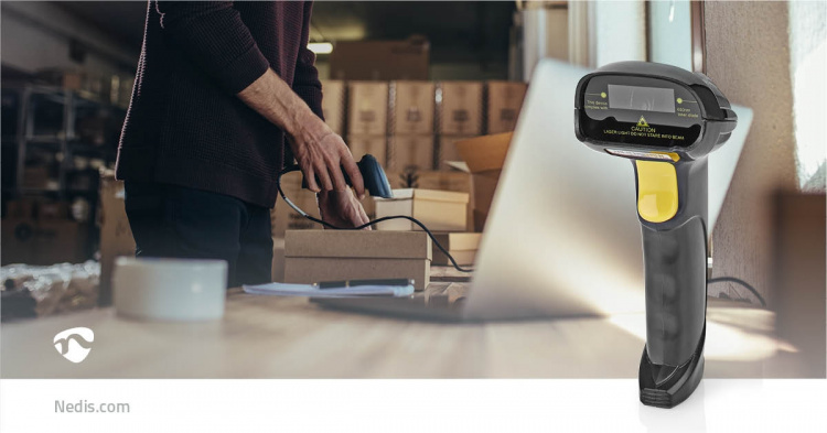 Nedis Strekkode Skanner | Laser | Wired | 1D Linear | USB-Strøm | USB 2.0