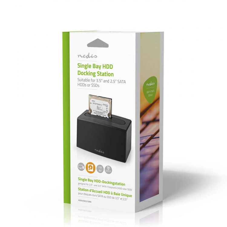 Nedis Hard Disk Docking stasjon | USB 3.2 Gen1 | USB Type-A | 1 Disk | 2.5 / 3.5 