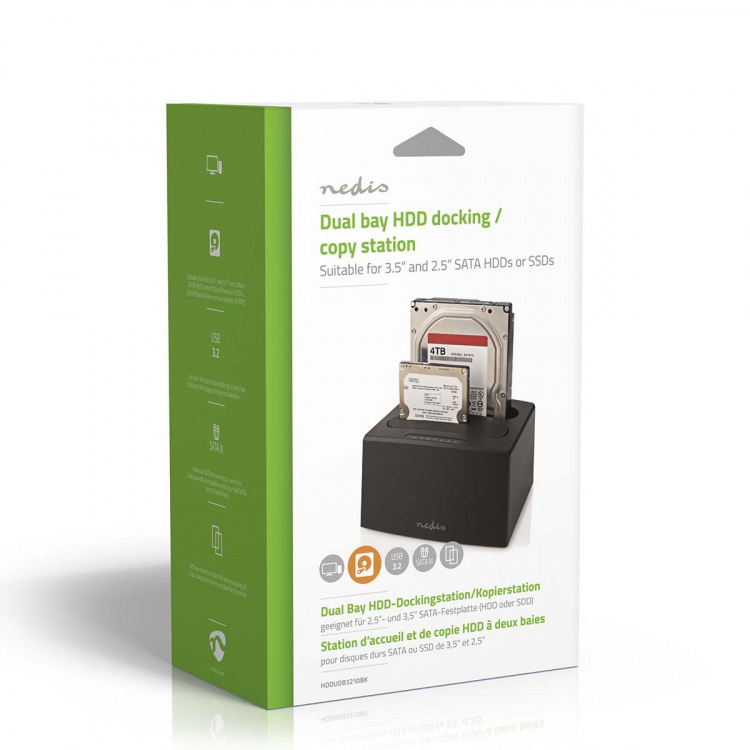 Nedis Hard Disk Docking stasjon | USB 3.2 Gen1 | USB Type-A | 2 Disker | 2.5 / 3.5  Nedis Hard Disk Docking stasjon | USB 3.2 Gen1 | USB Type-A | 2 Disker | 2.5 / 3.5