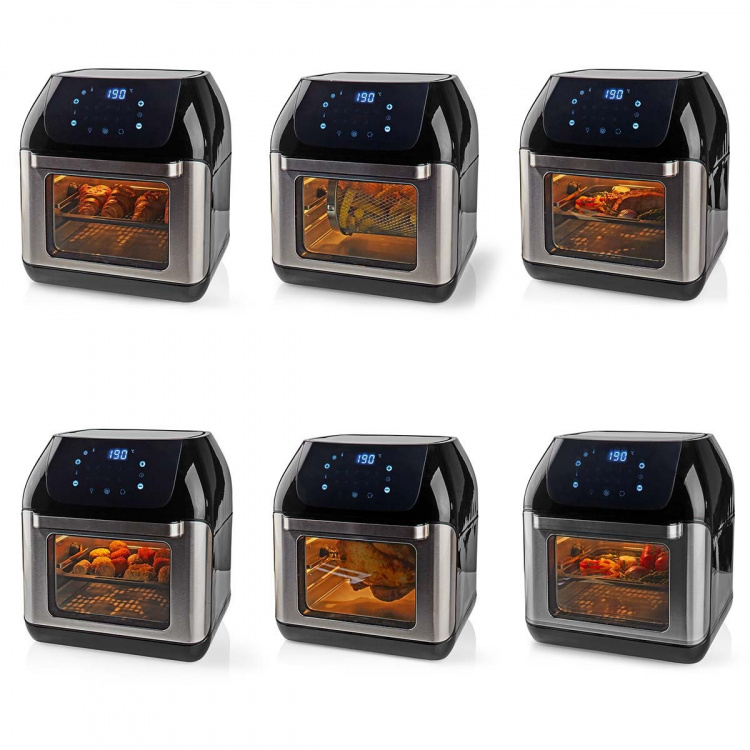 Nedis Hot Air Fryer | 12 l | Timer: 60 min | Antall forhåndinnstilte programmer: 9 | Digitalt | Sort