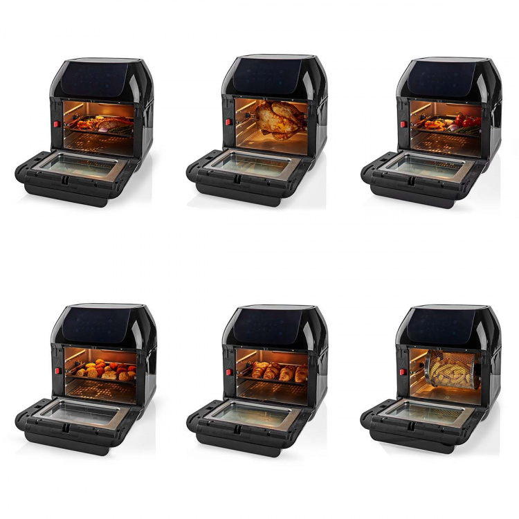 Nedis Hot Air Fryer | 12 l | Timer: 60 min | Antall forhåndinnstilte programmer: 9 | Digitalt | Sort