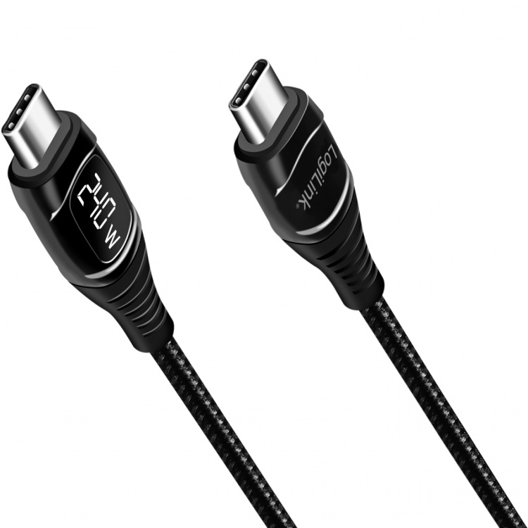 LogiLink USB-C - USB-C-kabel med display USB 2.0 PD 3.1 240W 1 m svart LogiLink USB-C - USB-C-kabel med display USB 2.0 PD 3.1 240W 1 m svart