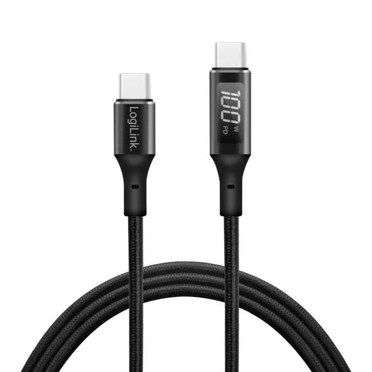 LogiLink USB-C - USB-C-kabel med display USB 2.0 PD 3.1 240W 1 m svart LogiLink USB-C - USB-C-kabel med display USB 2.0 PD 3.1 240W 1 m svart