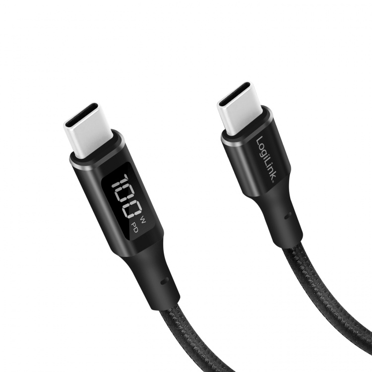 LogiLink USB-C - USB-C-kabel med display USB 2.0 PD 3.1 240W 1 m svart LogiLink USB-C - USB-C-kabel med display USB 2.0 PD 3.1 240W 1 m svart