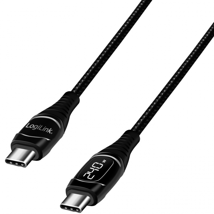LogiLink USB-C - USB-C-kabel med display USB 2.0 PD 3.1 240W 1 m svart LogiLink USB-C - USB-C-kabel med display USB 2.0 PD 3.1 240W 1 m svart