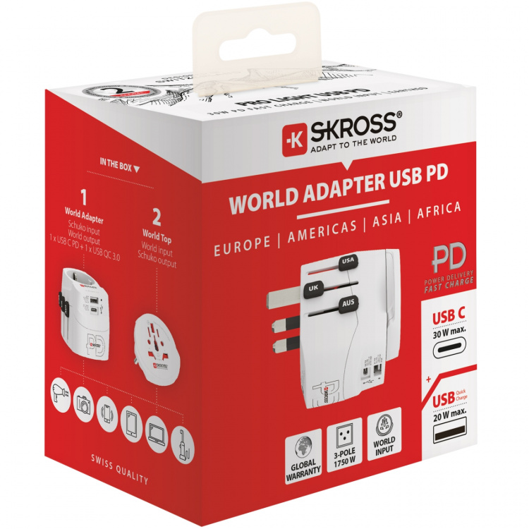 SKROSS PRO Light World AC30PD Reiseadapter USB PD 30W