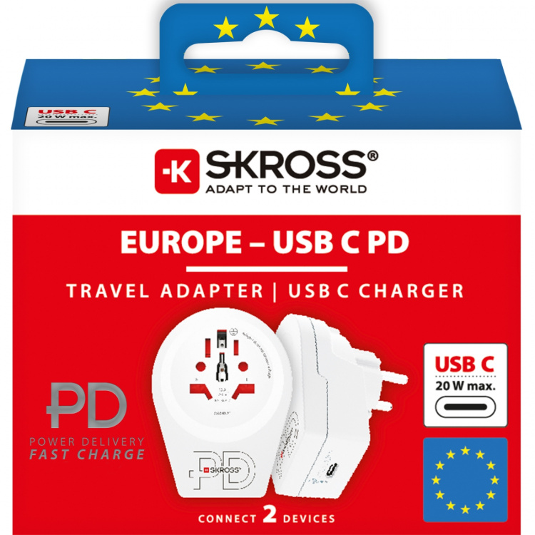 SKROSS C20PD reiseadapter Europa USB-C PD 20W SKROSS C20PD reiseadapter Europa USB-C PD 20W