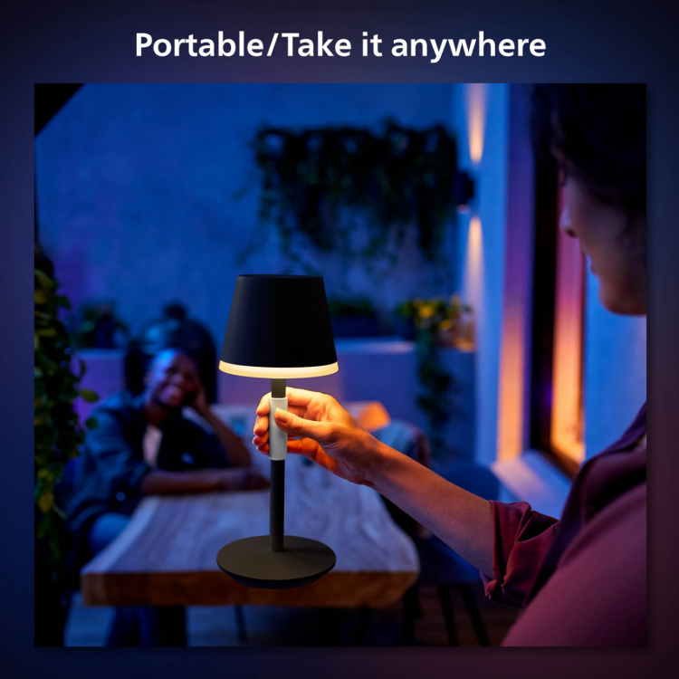 Philips Hue Go bærbar bordlampe svart/mørkgrå