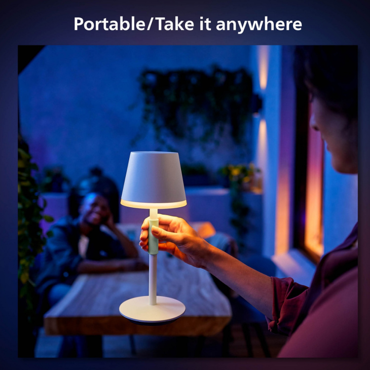 Philips Hue Go bærbar bordlampe hvit/salviegrønn