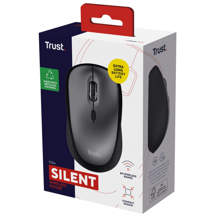 Trust Yvi+ Silent Wireless Mouse Eco-design svart