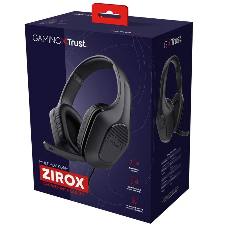 Trust GXT 415 Zirox Gaming-hodesett, svart
