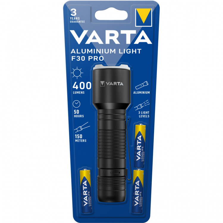 Varta Aluminium Light F30 Pro lommelykt 400 lm Varta Aluminium Light F30 Pro lommelykt 400 lm