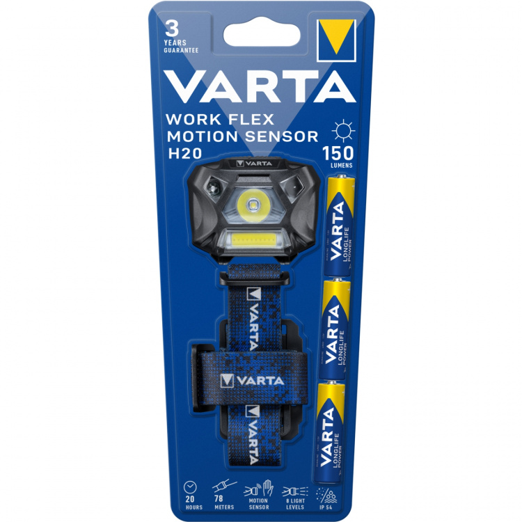 Varta Work Flex Motion Sensor H20 hodelykt IP54 150 lm Varta Work Flex Motion Sensor H20 hodelykt IP54 150 lm