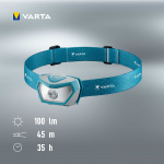 Varta Outdoor Sports H10 Pro hodelykt 100 lm blå Varta Outdoor Sports H10 Pro hodelykt 100 lm blå