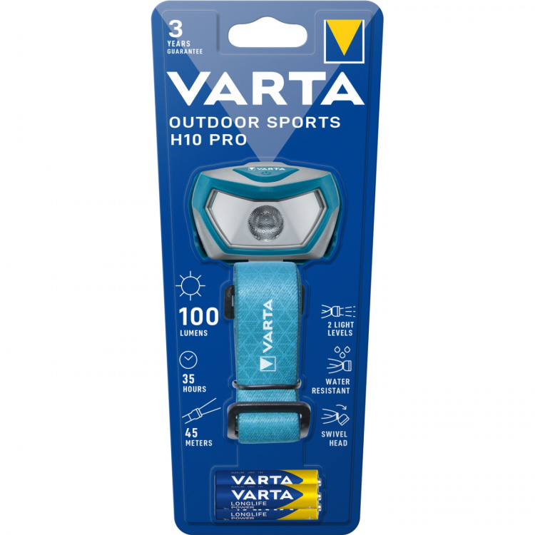 Varta Outdoor Sports H10 Pro hodelykt 100 lm blå Varta Outdoor Sports H10 Pro hodelykt 100 lm blå