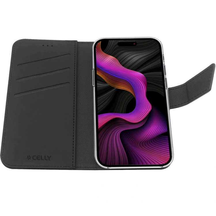 Celly Wally lommebokveske til iPhone 15 Plus svart