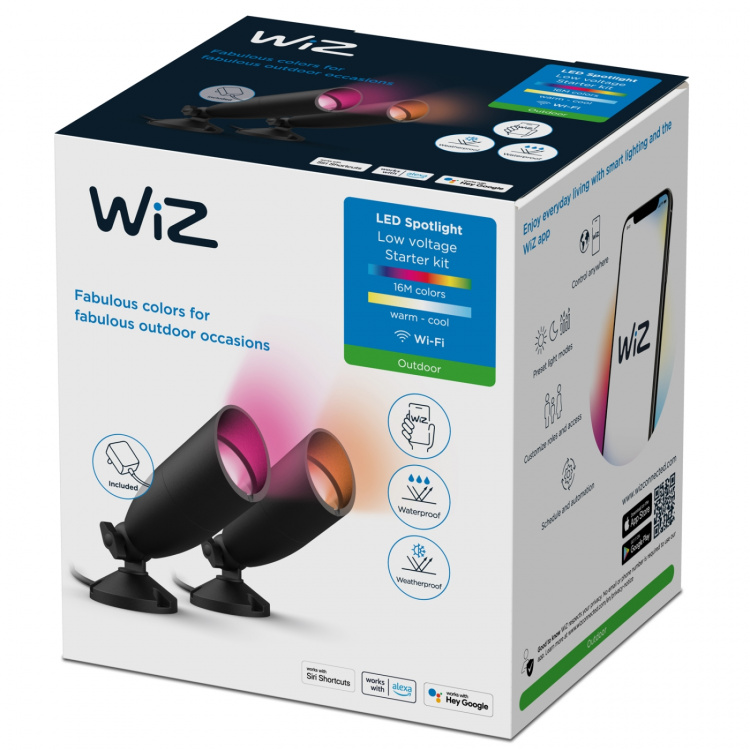 WiZ WiFi Smart LED-spotlight farge + varm-kald hvit 12 V startsett