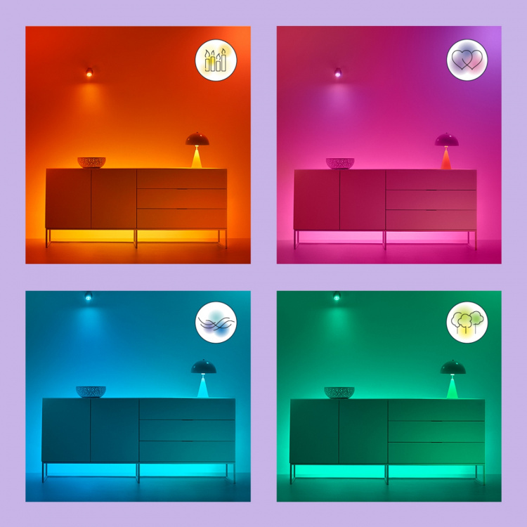 WiZ WiFi Smart LED E27 40W Filament Farge + Varm-kald hvit 470lm