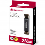 Transcend Bærbar SSD ESD310C USB-C 512 GB (R1050/W950) Svart