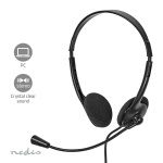 Nedis PC-hodesett | On-Ear | Stereo | USB Type-A / USB Type-C™ | Fold-Away Mikrofon | Sort Nedis PC-hodesett | On-Ear | Stereo | USB Type-A / USB Type-C™ | Fold-Away Mikrofon | Sort