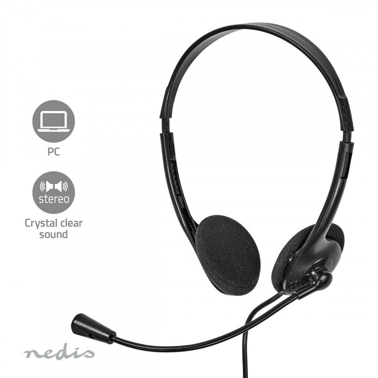Nedis PC-hodesett | On-Ear | Stereo | USB Type-A / USB Type-C™ | Fold-Away Mikrofon | Sort Nedis PC-hodesett | On-Ear | Stereo | USB Type-A / USB Type-C™ | Fold-Away Mikrofon | Sort