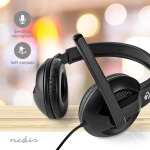 Nedis PC-hodesett | Over-Ear | Stereo | USB Type-A / USB Type-C™ | Fold-Away Mikrofon | Sort Nedis PC-hodesett | Over-Ear | Stereo | USB Type-A / USB Type-C™ | Fold-Away Mikrofon | Sort