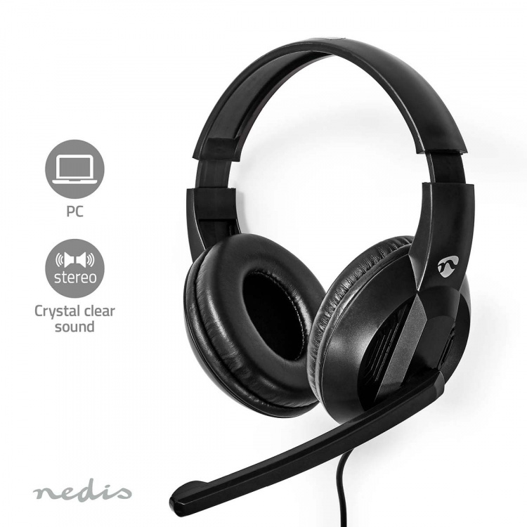 Nedis PC-hodesett | Over-Ear | Stereo | USB Type-A / USB Type-C™ | Fold-Away Mikrofon | Sort Nedis PC-hodesett | Over-Ear | Stereo | USB Type-A / USB Type-C™ | Fold-Away Mikrofon | Sort