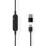 Nedis PC-hodesett | On-Ear | Stereo | USB Type-A / USB Type-C™ | Fold-Away Mikrofon | Sort Nedis PC-hodesett | On-Ear | Stereo | USB Type-A / USB Type-C™ | Fold-Away Mikrofon | Sort