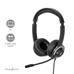 Nedis PC-hodesett | On-Ear | Stereo | USB Type-A / USB Type-C™ | Fold-Away Mikrofon | Sort Nedis PC-hodesett | On-Ear | Stereo | USB Type-A / USB Type-C™ | Fold-Away Mikrofon | Sort