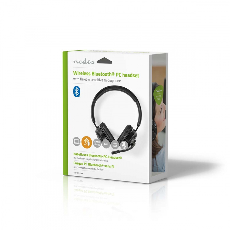 Nedis PC-hodesett | On-Ear | Stereo | Bluetooth | Fold-Away Mikrofon | Sort Nedis PC-hodesett | On-Ear | Stereo | Bluetooth | Fold-Away Mikrofon | Sort