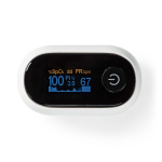 Nedis SmartLife Pulsoksymeter | Bluetooth® | LED | Anti-bevegelse interferens / Auditiv alarm / Oksygenmetning (SpO2) / Perfusjonsindeks / Puls / Sensor med høy presisjon | Hvit