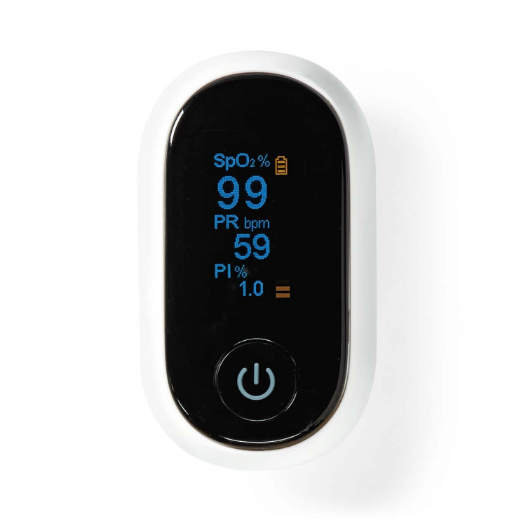 Nedis SmartLife Pulsoksymeter | Bluetooth® | LED | Anti-bevegelse interferens / Auditiv alarm / Oksygenmetning (SpO2) / Perfusjonsindeks / Puls / Sensor med høy presisjon | Hvit