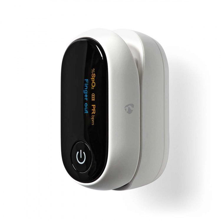 Nedis SmartLife Pulsoksymeter | Bluetooth® | LED | Anti-bevegelse interferens / Auditiv alarm / Oksygenmetning (SpO2) / Perfusjonsindeks / Puls / Sensor med høy presisjon | Hvit