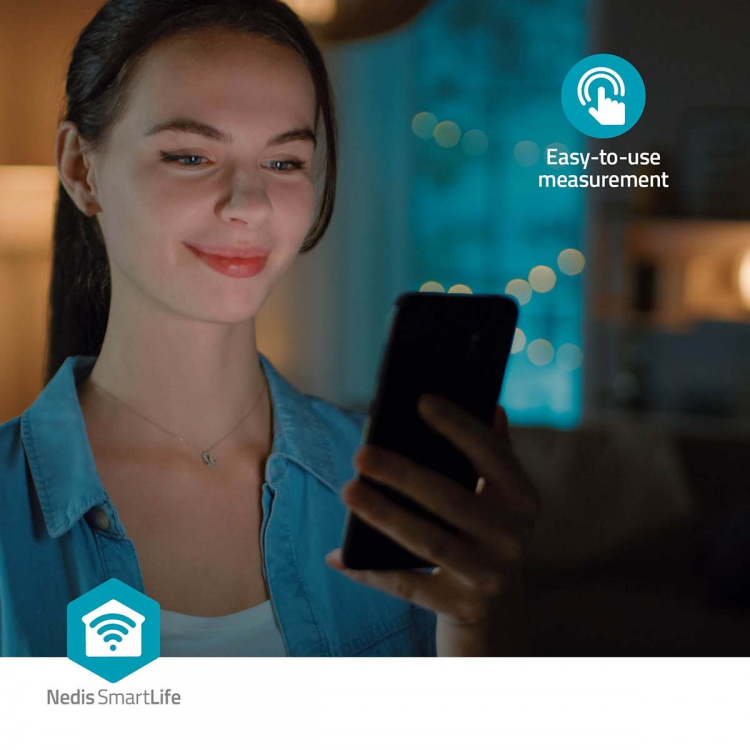 Nedis SmartLife Pulsoksymeter | Bluetooth® | LED | Anti-bevegelse interferens / Auditiv alarm / Oksygenmetning (SpO2) / Perfusjonsindeks / Puls / Sensor med høy presisjon | Hvit
