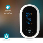Nedis SmartLife Pulsoksymeter | Bluetooth® | LED | Anti-bevegelse interferens / Auditiv alarm / Oksygenmetning (SpO2) / Perfusjonsindeks / Puls / Sensor med høy presisjon | Hvit