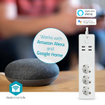 Nedis SmartLife Power Strip | 3x Jordet kontakt (CEE 7/3) / 4 x USB | 16 A | 3680 W | 1.80 m | -10 - 40 °C | Android™ / IOS | Hvit